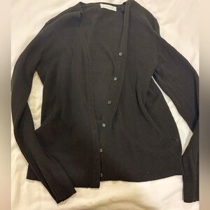 Black Ribbed Knit Cardigan